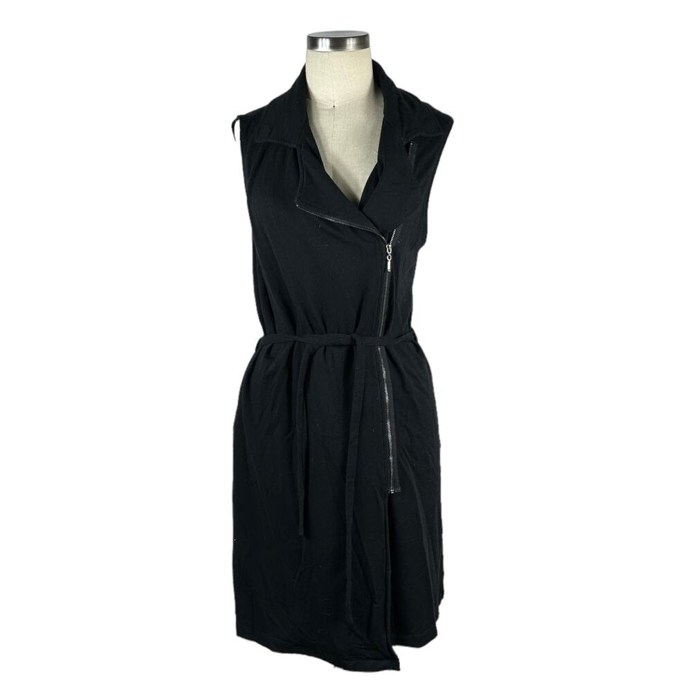 NESH Black Lagenlook‎ Vest Top Asymmetric Zip Belted Women's Medium